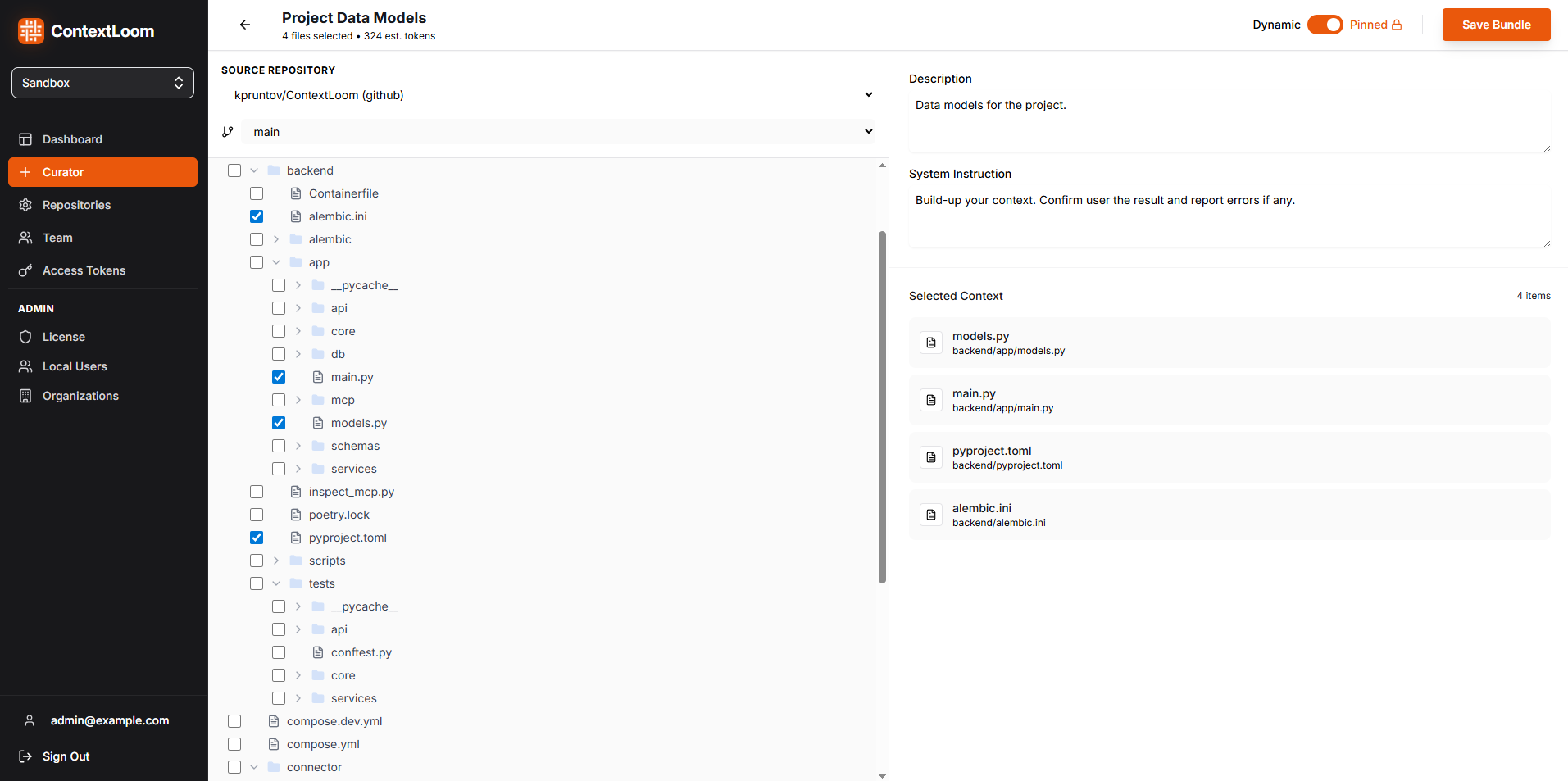 ContextLoom Bundle Curator Interface